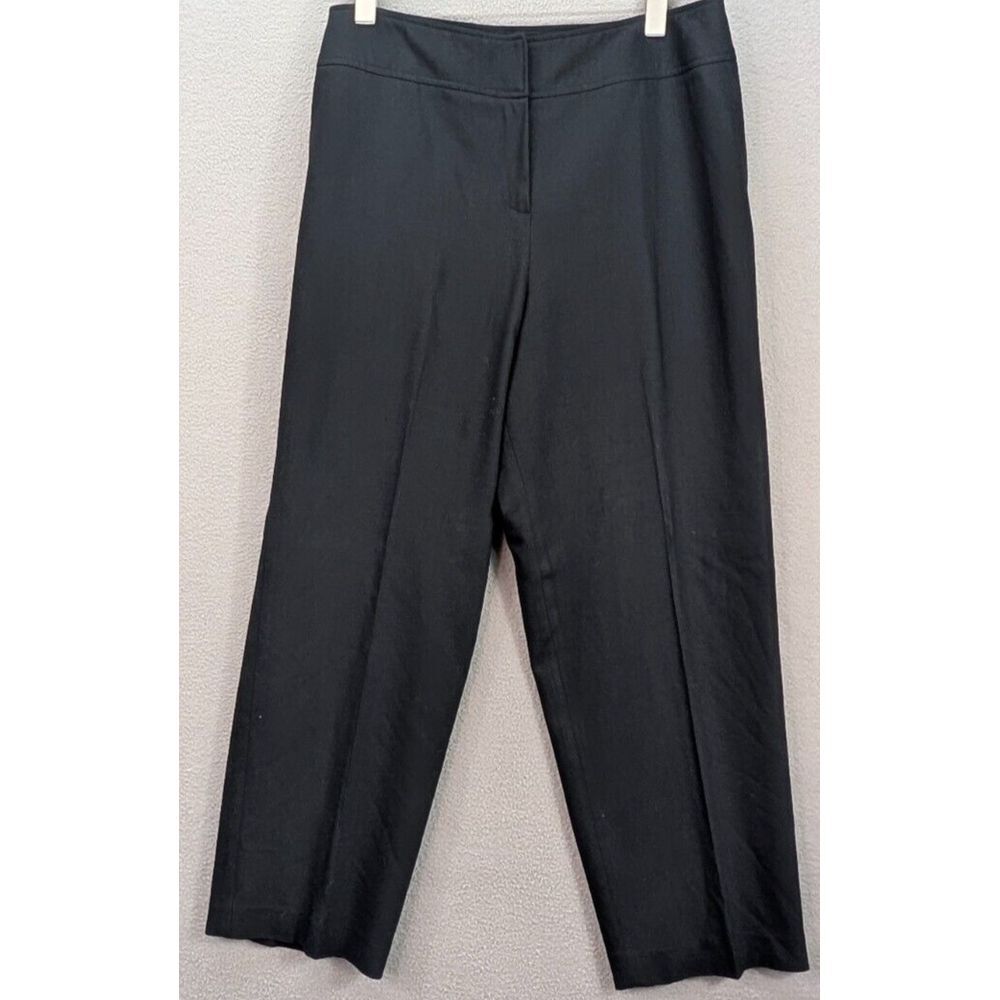 Talbots Pants Womens 14 Black High Rise Elastic Waist Career‎ Wool Blend Japan